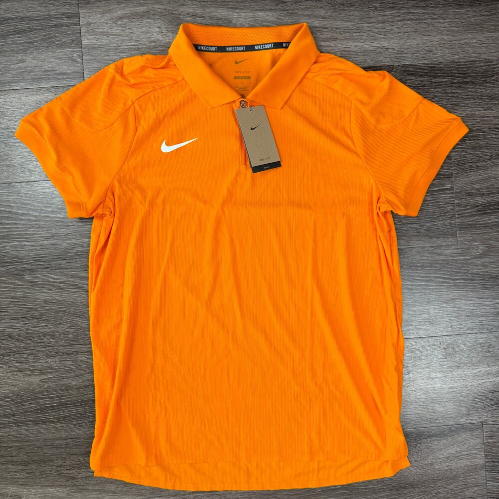 Nike Court Slam 1/4 Zip Orange Tennis Polo Men’s Large Shirt HQ0792-873 NWT